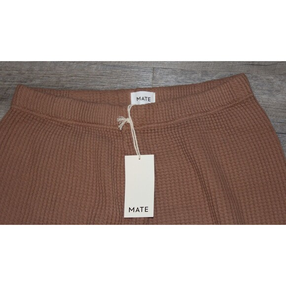 MATE THE LABEL WOMEN'S ORGANIC COTTON WAFFLE KNIT JOGGER COFFEE SZ XL NWT - Picture 3 of 5
